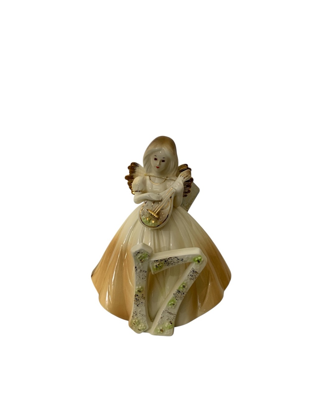 Angel Figurine with Harp and Number 17